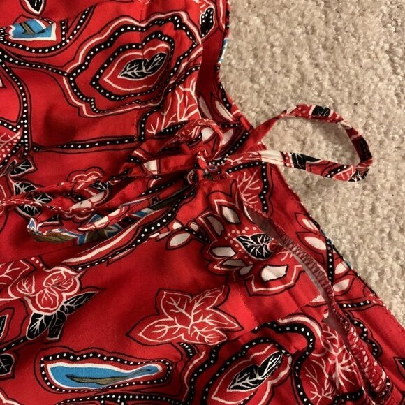 First Option. Size XL. Border Print Crop Tea Length Pants. Tie Waist. B56 - Picture 2 of 4